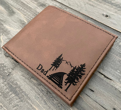 Engraved Leatherette Bi-Fold Wallets - With RFID Protection - 6 Colours
