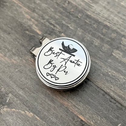 Magnetic Golf Clip with Metal Ball Marker - Best Auntie By Par