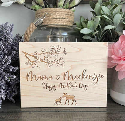 Personalized Wooden Mini Signs - Cherry Blossoms & Family Animals