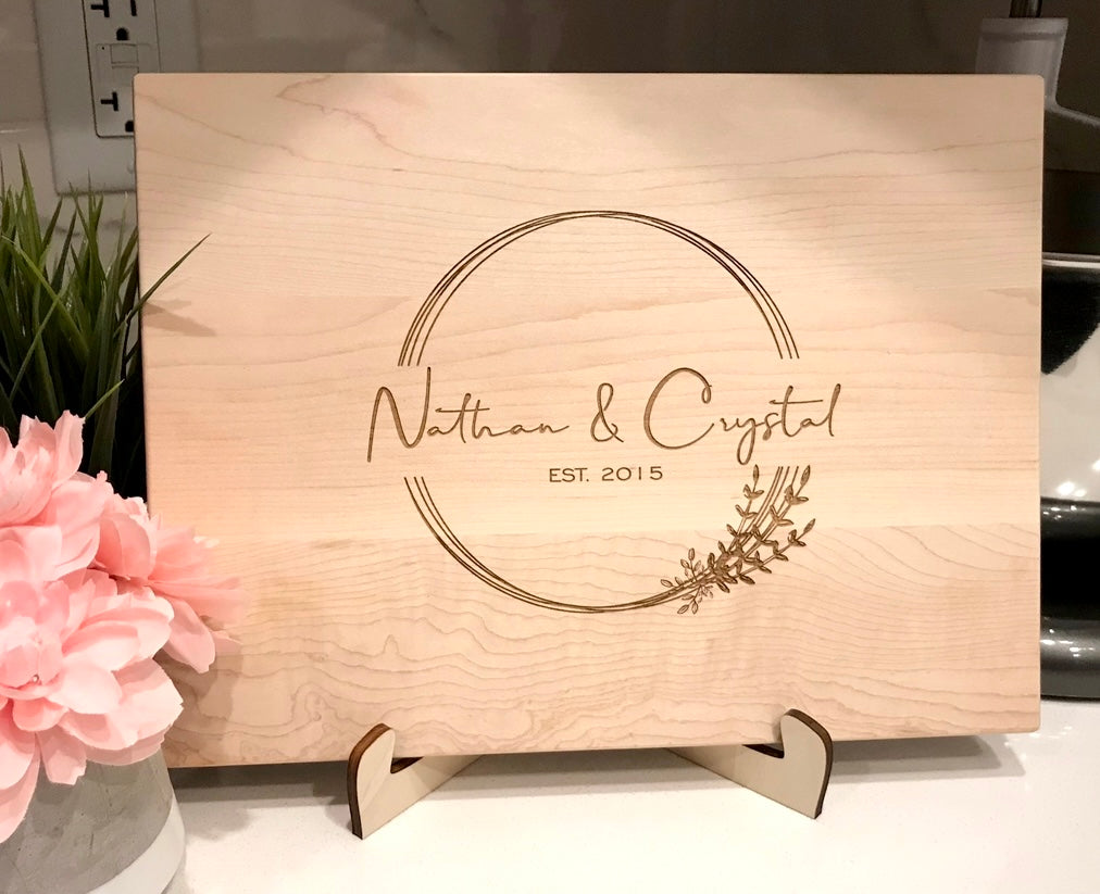 Personalized Wooden Cutting Board - Heart Cutout