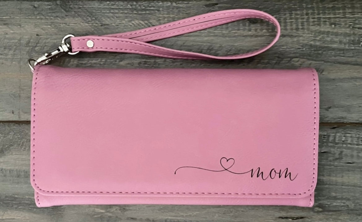 Engraved Leatherette Wristlet Wallets - With RFID Protection - 11 Colours