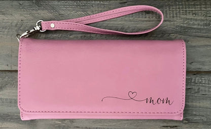 Engraved Leatherette Wristlet Wallets - With RFID Protection - 11 Colours