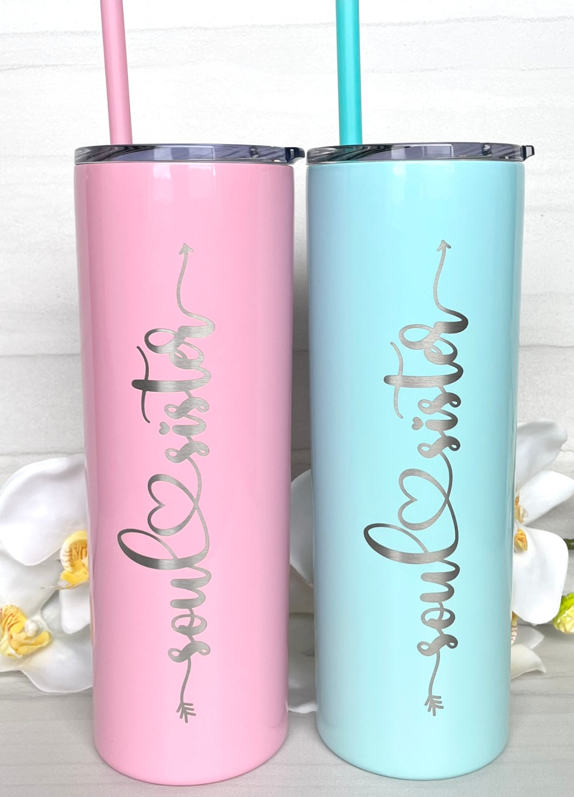 Personalized 20oz Skinny Stainless Steel Tumblers - Marble