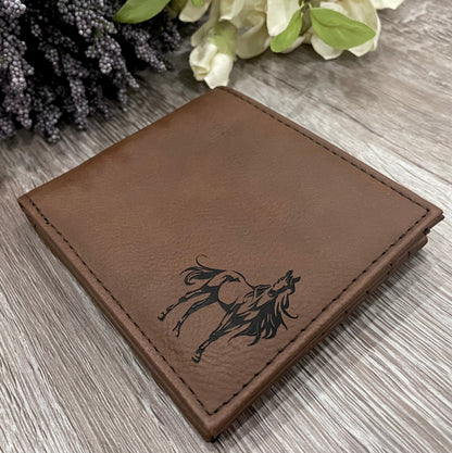 Engraved Leatherette Bi-Fold Wallets - With RFID Protection - 6 Colours