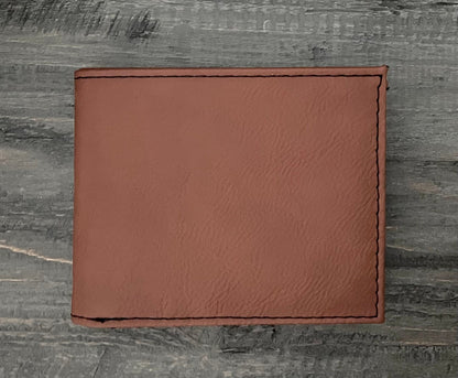 Engraved Leatherette Bi-Fold Wallets - With RFID Protection - 6 Colours