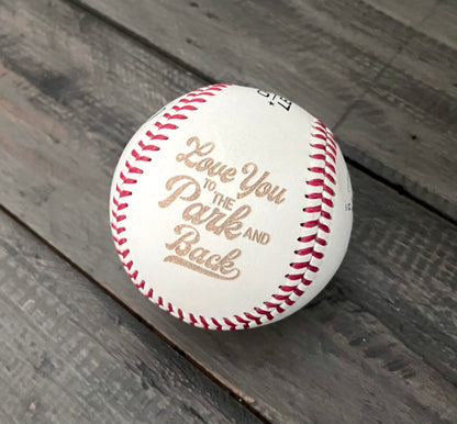 Engraved Genuine Leather Baseballs - With Display Case