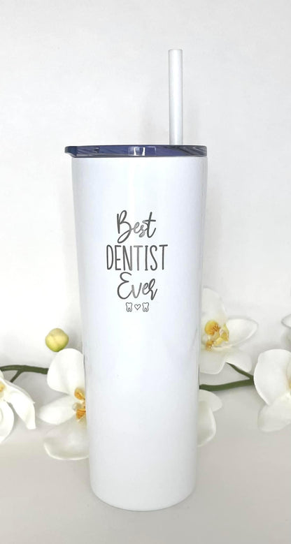 Personalized 20oz Skinny Stainless Steel Tumblers - Marble