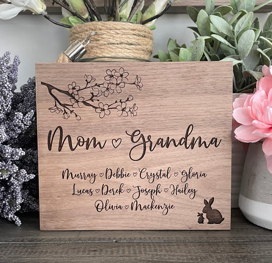 Personalized Wooden Mini Signs - Cherry Blossoms & Family Animals
