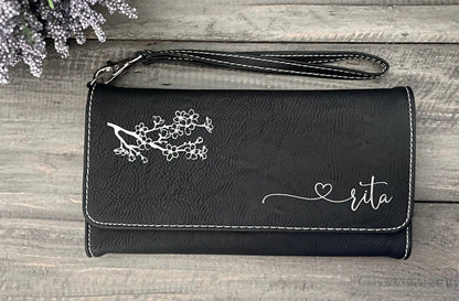 Engraved Leatherette Wristlet Wallets - With RFID Protection - 11 Colours