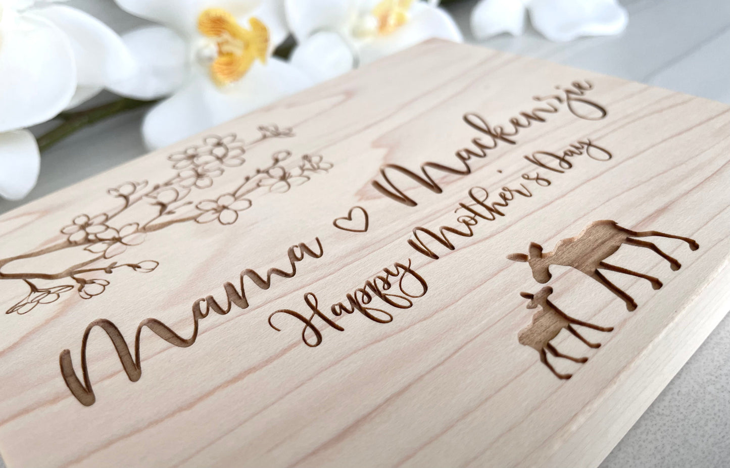 Personalized Wooden Mini Signs - Cherry Blossoms & Family Animals