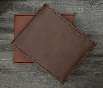 Engraved Leatherette Bi-Fold Wallets - With RFID Protection - 6 Colours
