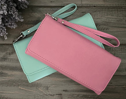 Engraved Leatherette Wristlet Wallets - With RFID Protection - 11 Colours