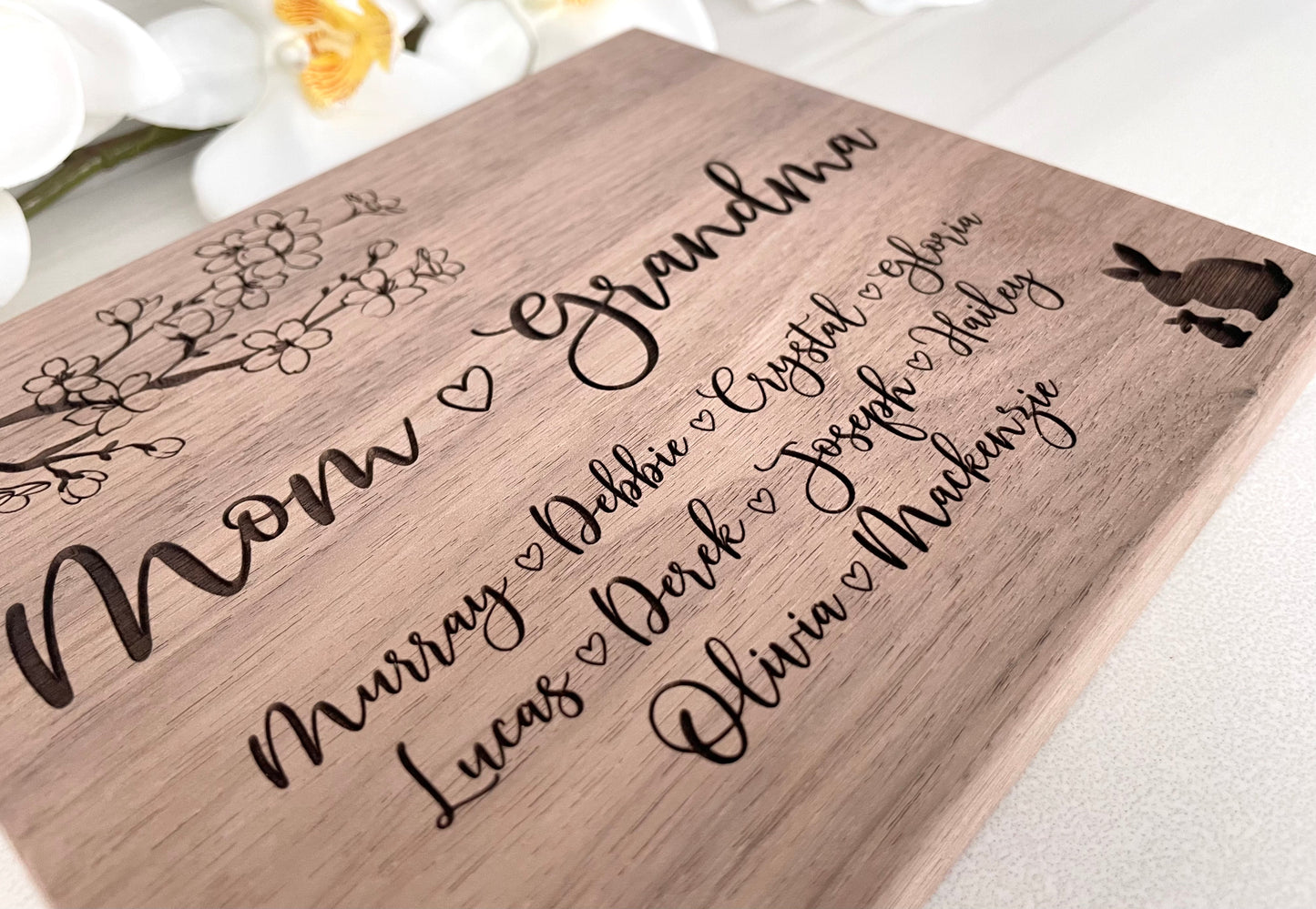 Personalized Wooden Mini Signs - Cherry Blossoms & Family Animals