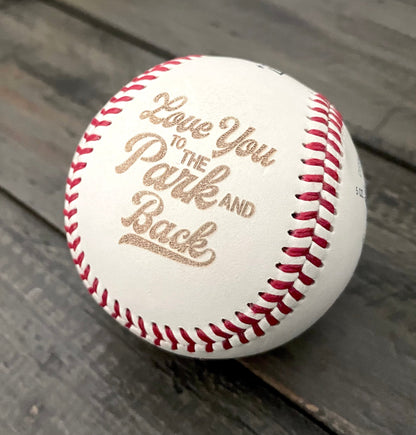 Engraved Genuine Leather Baseballs - With Display Case