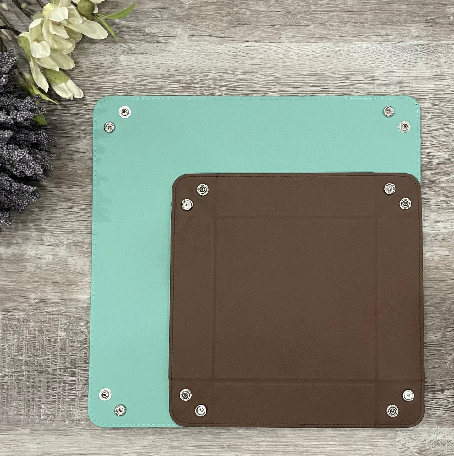 Personalized Leatherette Snap Trays - 2 Sizes & 15 Colours