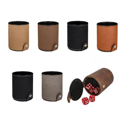 Personalized Leatherette Dice Cups with 5 Dice - 11 Colours