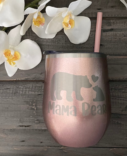 Personalized 12oz Stainless Steel Wine Tumblers - Marble