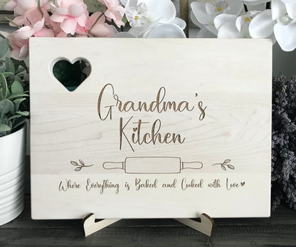 Personalized Wooden Cutting Board - Heart Cutout