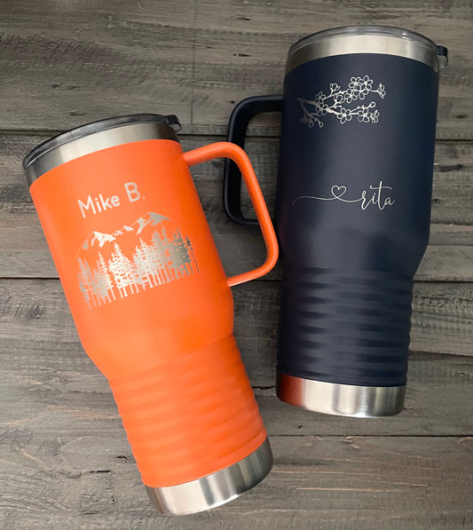 Personalized 20oz Stainless Steel Travel Mugs - 17 Colours