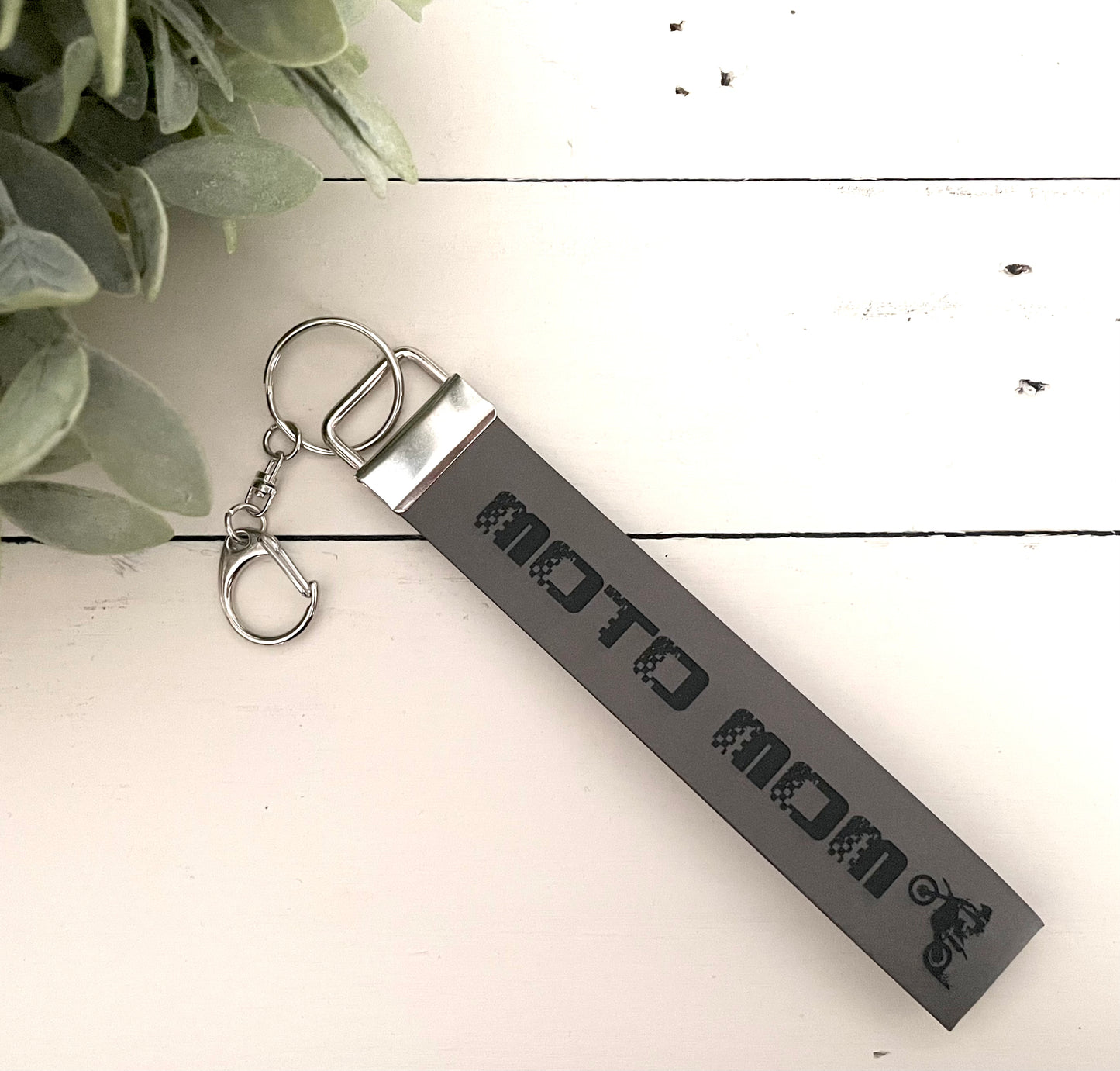 Leatherette Wristlet Key Fob Keychain - Moto Mom
