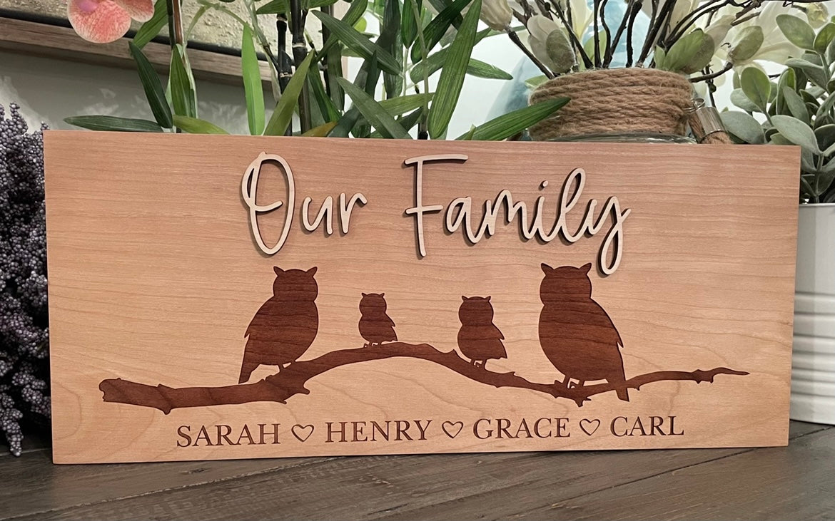 Personalized 3D & Engraved Wooden Signs - Animal Family