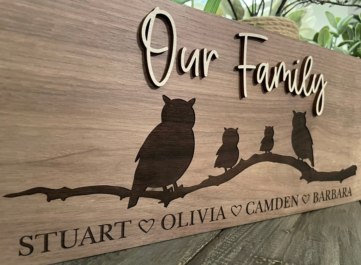 Personalized 3D & Engraved Wooden Signs - Animal Family