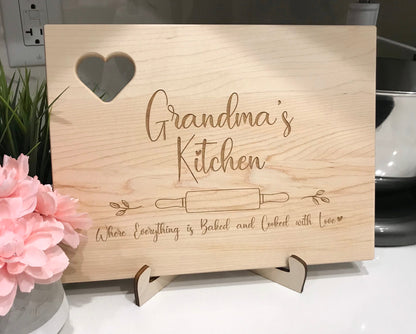 Personalized Wooden Cutting Board - Heart Cutout