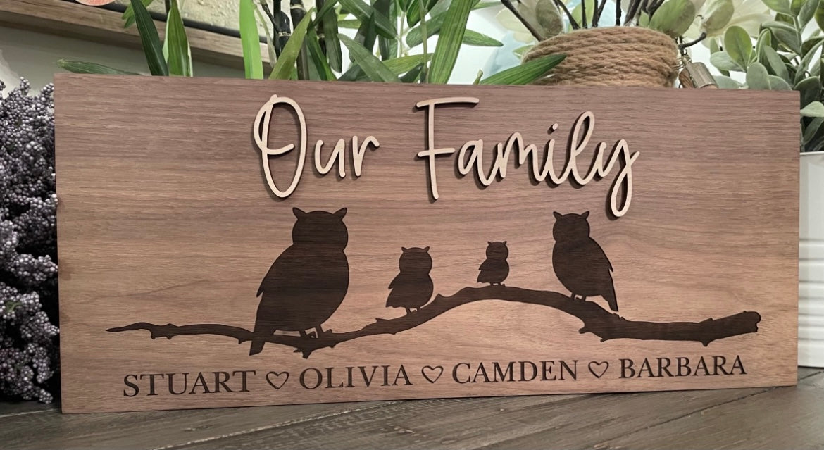 Personalized 3D & Engraved Wooden Signs - Animal Family