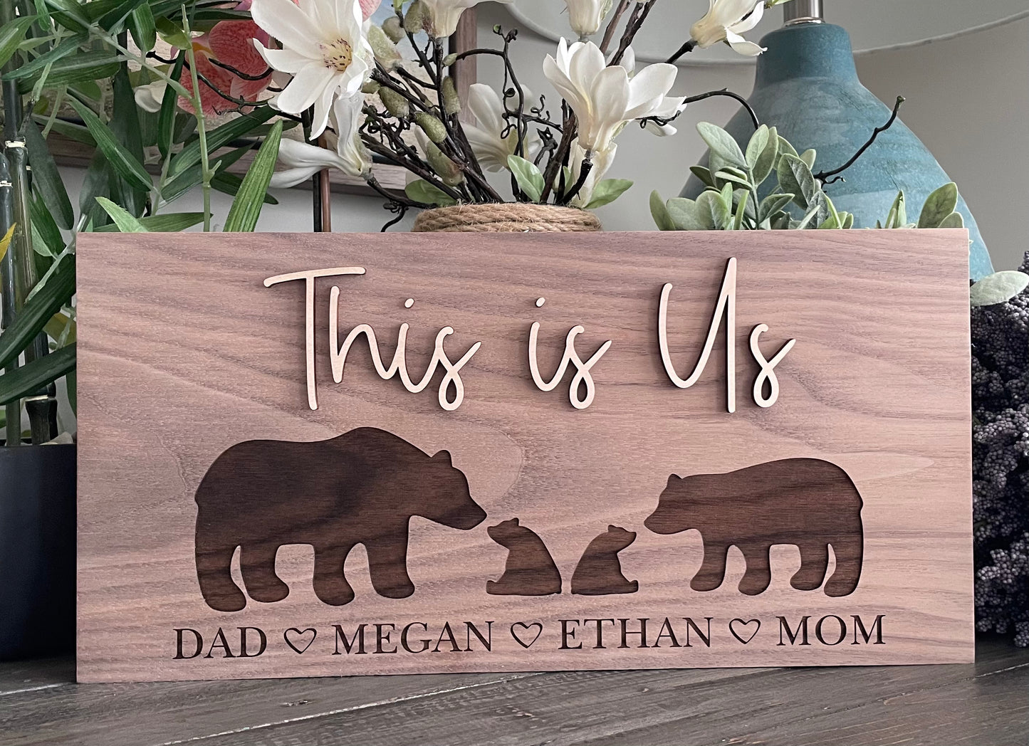 Personalized 3D & Engraved Wooden Signs - Animal Family