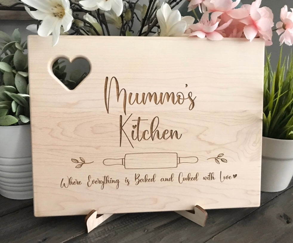 Personalized Wooden Cutting Board - Heart Cutout