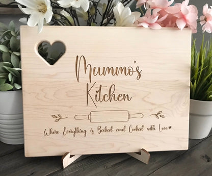 Personalized Wooden Cutting Board - Heart Cutout