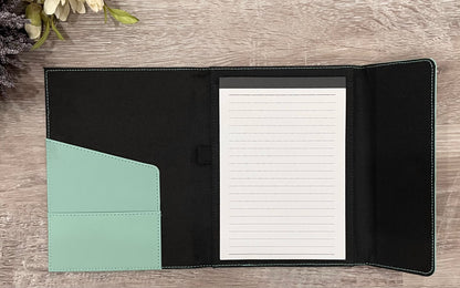 Inside canvas portfolio - removable notepad and pockets