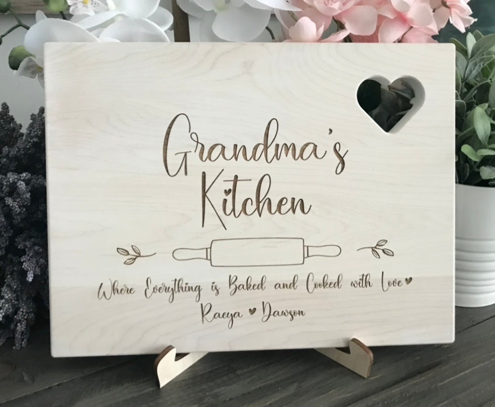Personalized Wooden Cutting Board - Heart Cutout