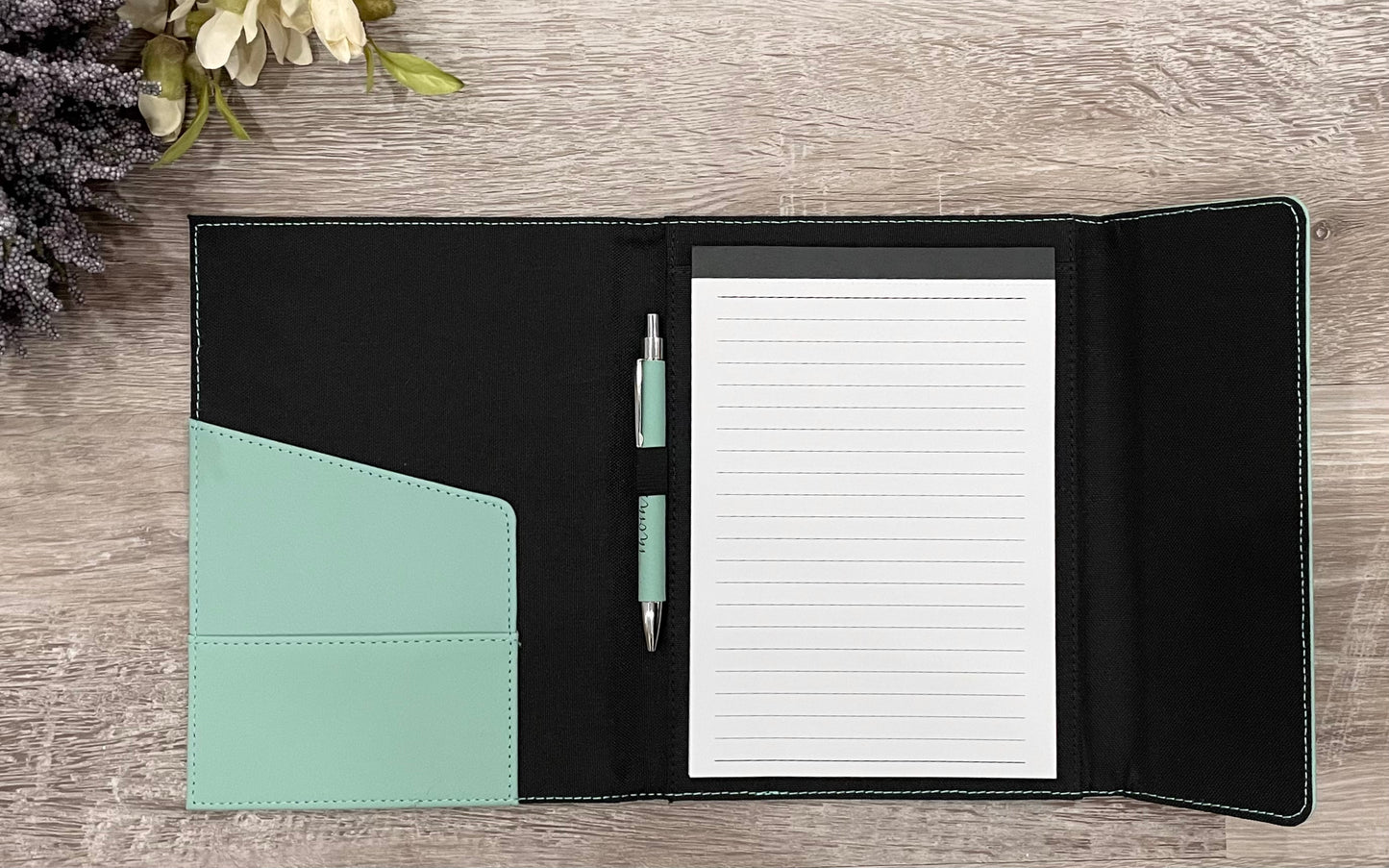 Canvas portfolio with notepad and leatherette pen (pen not included)