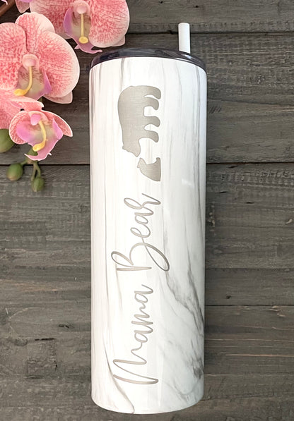 Personalized 20oz Skinny Stainless Steel Tumblers - Marble