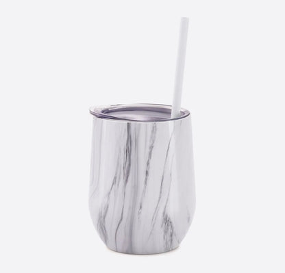 Personalized 12oz Stainless Steel Wine Tumblers - Marble